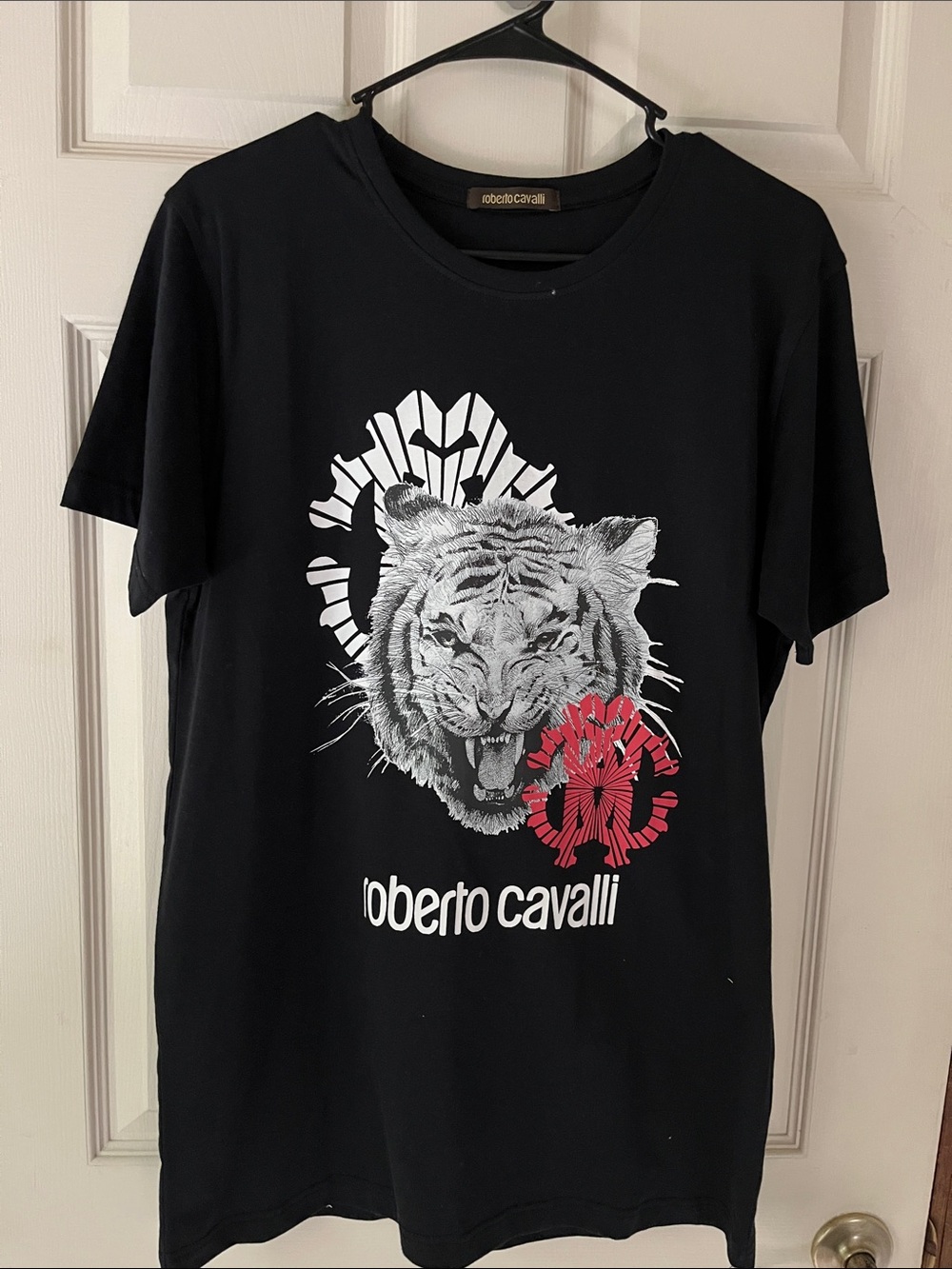 Roberto Cavalli Men's Black Graphic Tiger T-Shirt XL